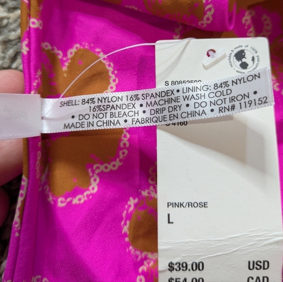 NWT Urban Outfitters Zoey Out From Under Pink Brown Floral String Bikini M/L - Picture 9 of 9